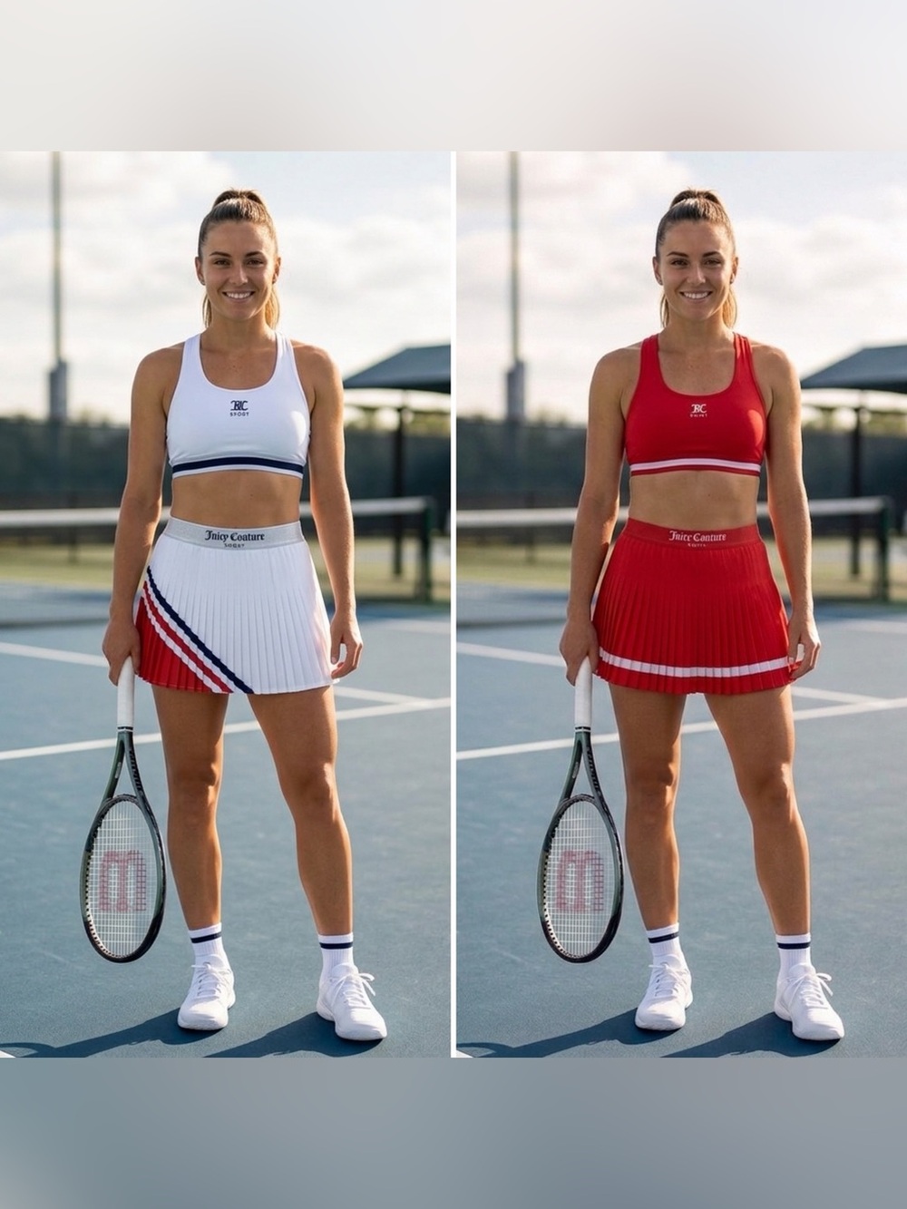 Juicy Couture Sport 2-Piece Tennis & Activewear Set Bundle - Red & White - SMALL